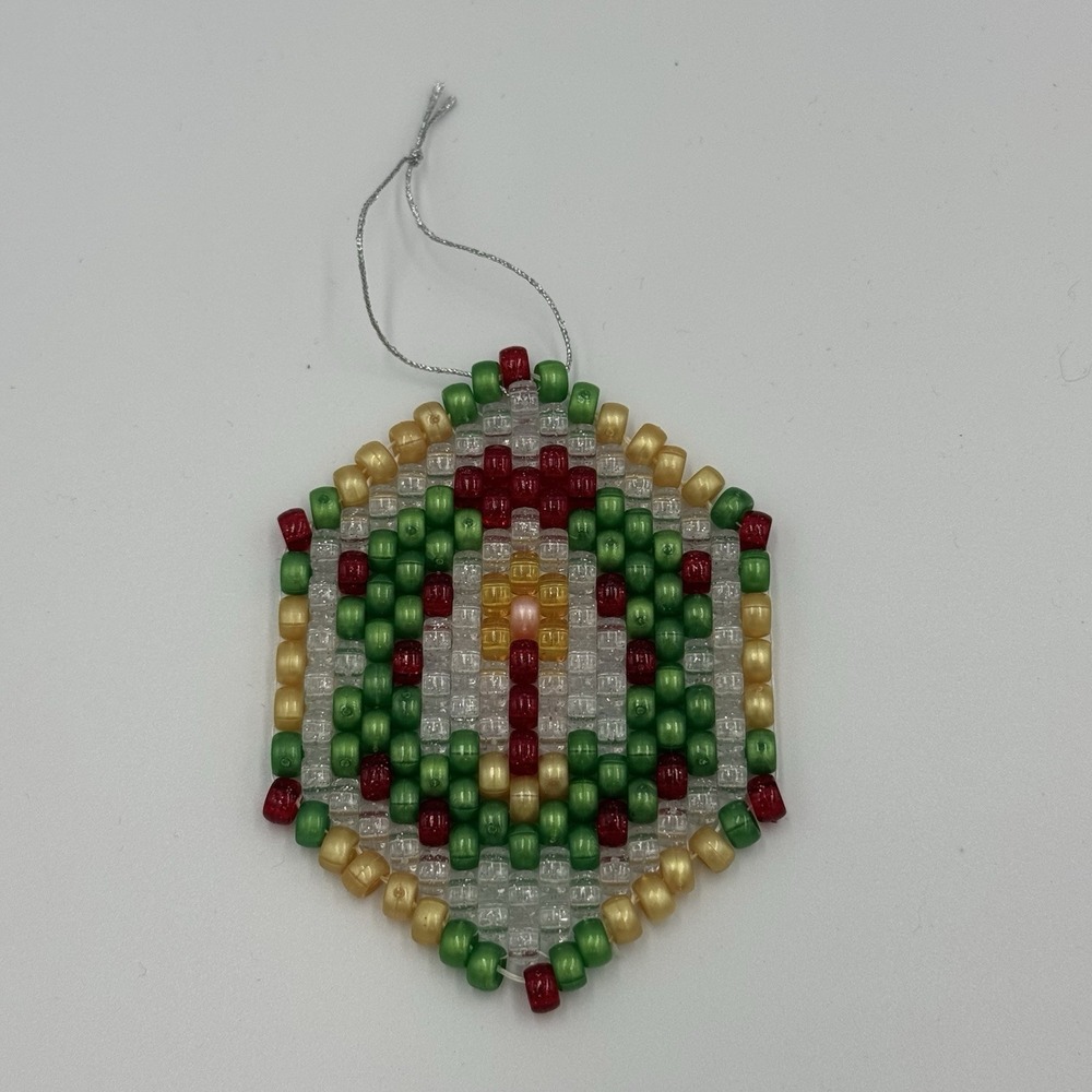 Vintage Handmade Beaded Christmas Ornament‎ - Candle